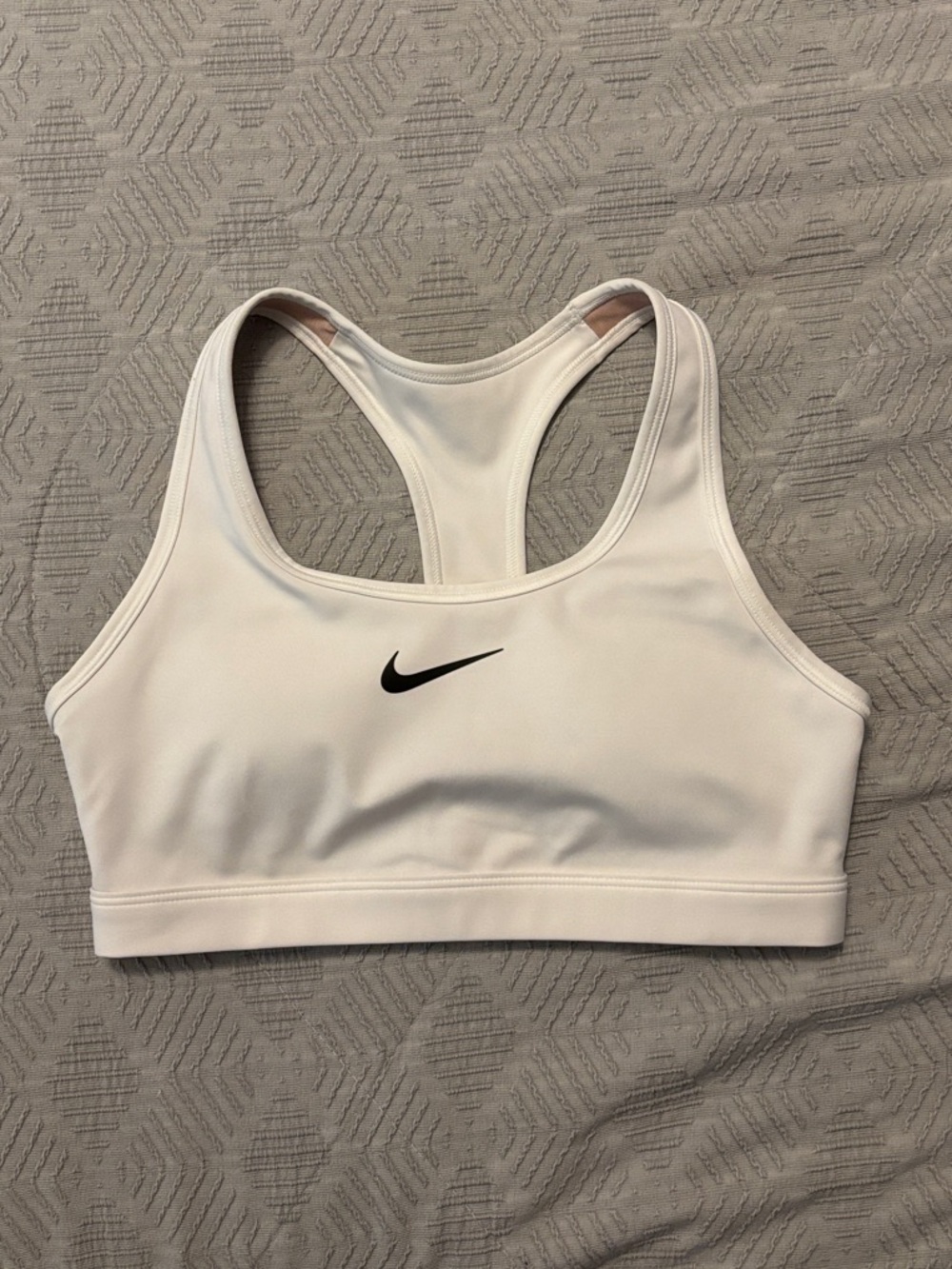 Nike White Racerback Sports Bra with built in pads.